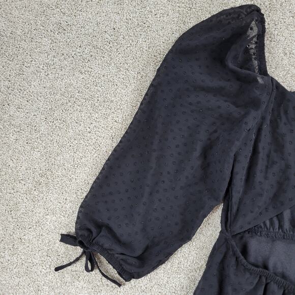 Speechless Blouson Dress Womens L Black Tiered Babydoll Ruffled Tie Backless - Picture 7 of 12